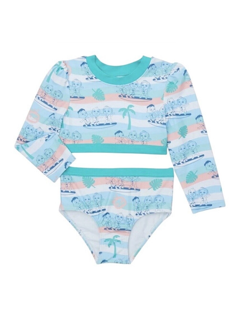 Cocomelon Toddler Girl Long Sleeve Rashguard Swim Set Size 18M